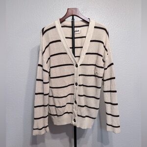 Pact 100% Organic Cotton Striped Knit Cardigan Button Front Sweater - Medium